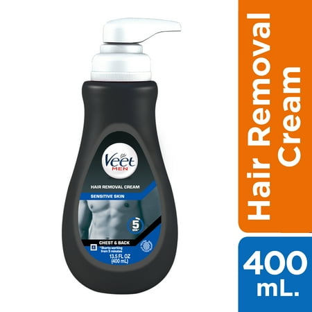 Hair Removal Cream – VEET Men's Sensitive Skin Hair Removal Cream For Chest & Back, Gel Cream Hair Remover, Sensitive Formula, 13.5 FL OZ Pump Bottle