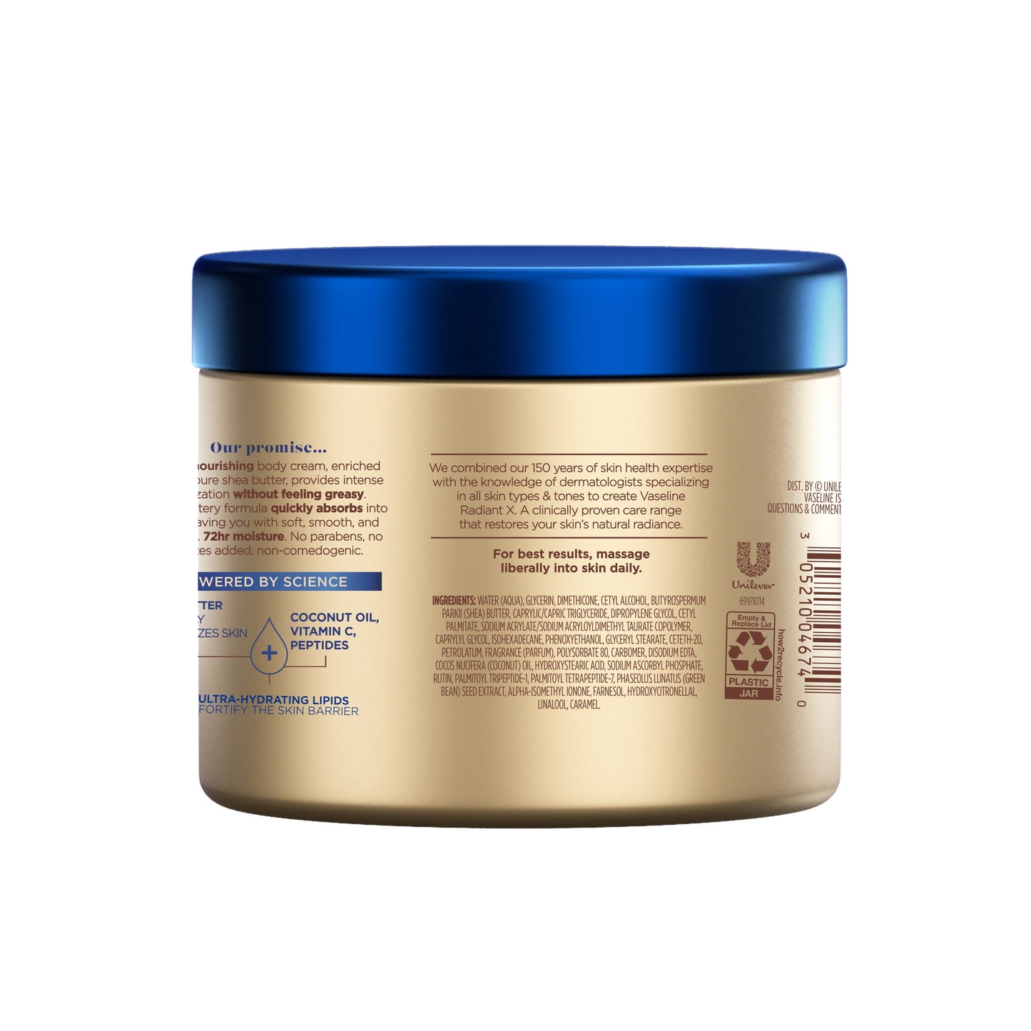Vaseline Radiant X Deep Nourishment Body Cream, 10 OZ