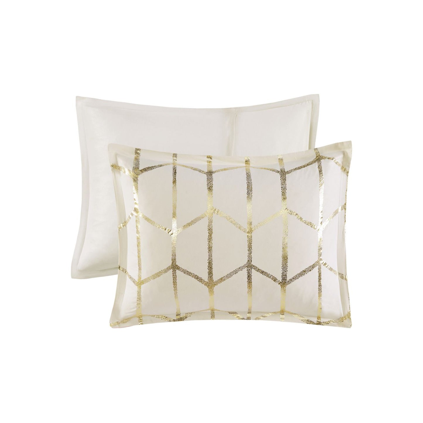 Intelligent Design Khloe Metallic Geometric Printed Comforter Set with Throw Pillows, Full/Queen