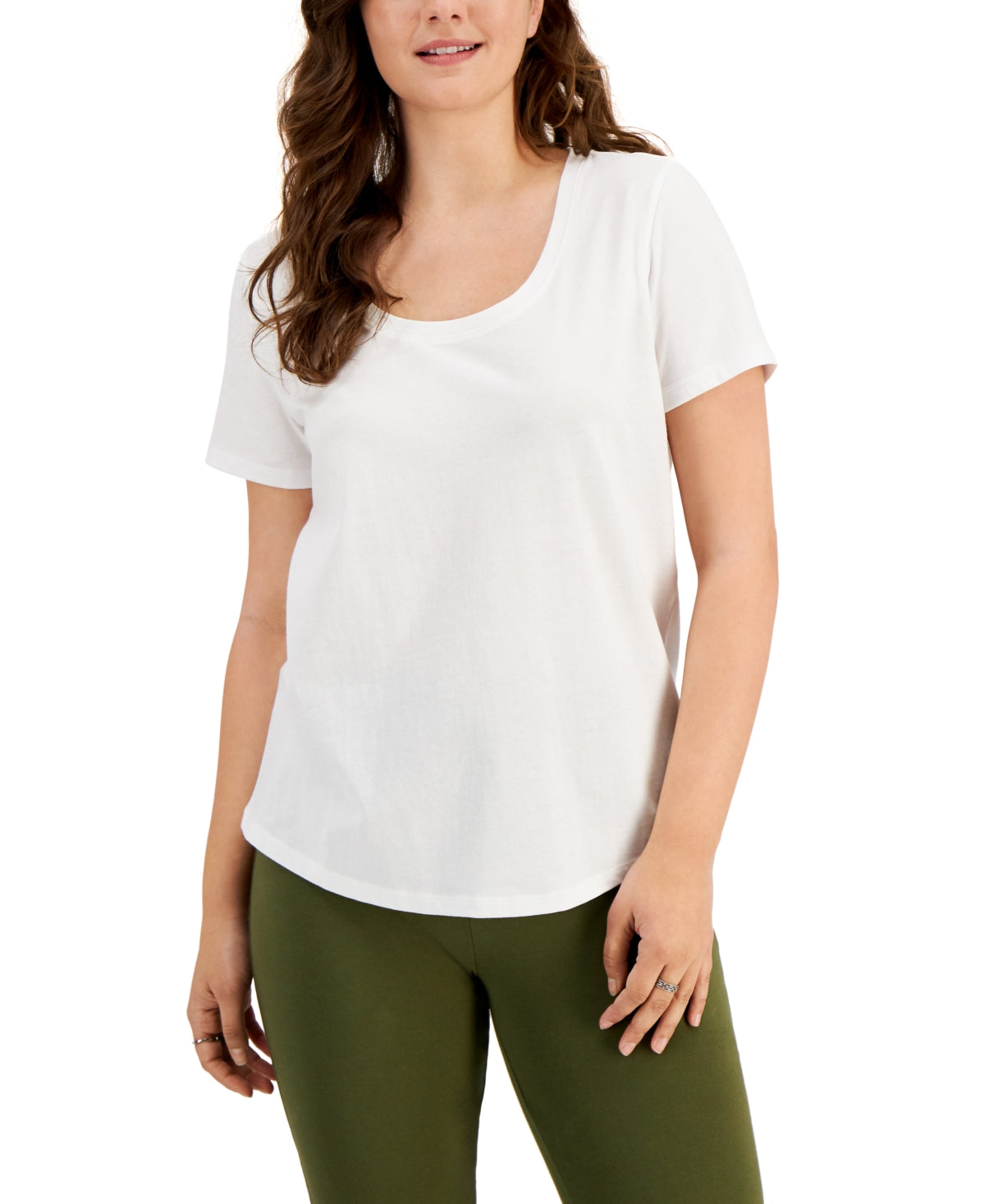 Style & Co Classic Cotton T-Shirt, Created for Macy's - Bright White
