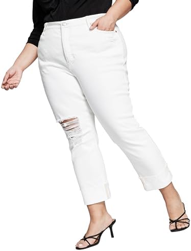 Now This Trendy Plus Size Vintage Straight Leg Jeans White 16W