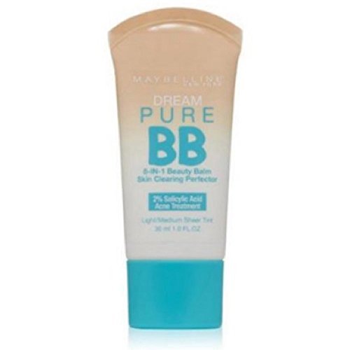 Maybelline Dream Pure Skin Clearing BB Cream, 8-in-1 Skin Perfecting Beauty Balm With 2% Salicylic Acid, Sheer Tint Coverage, Oil-Free, Medium, 1 Count