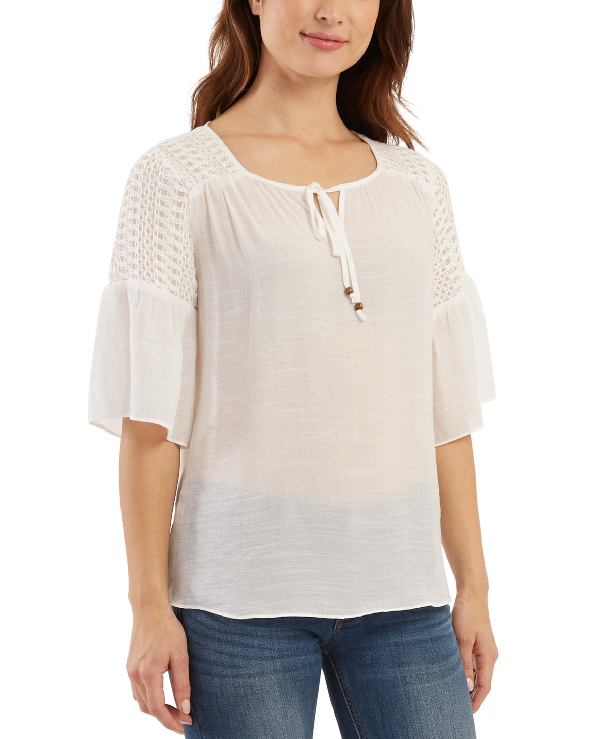 Bcx Juniors' Lantern-Sleeve Peasant Top