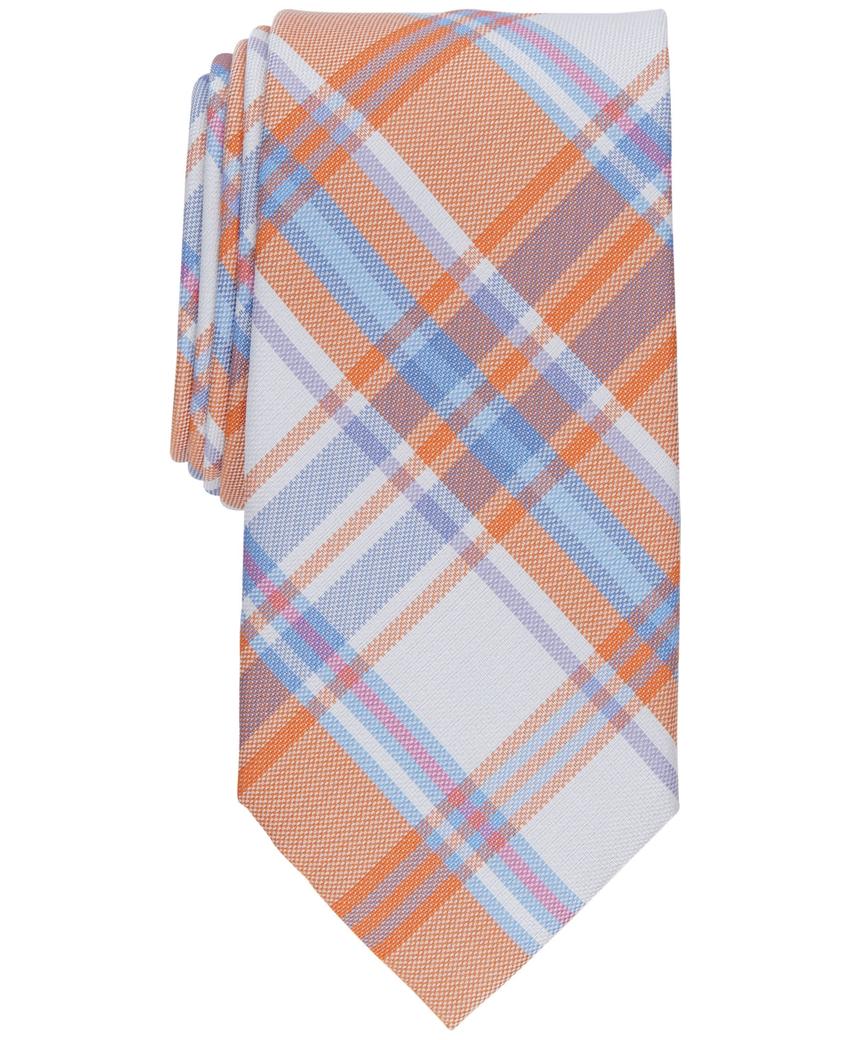 Club Room Men's Newbern Plaid Tie, Created for Macy's - Orange