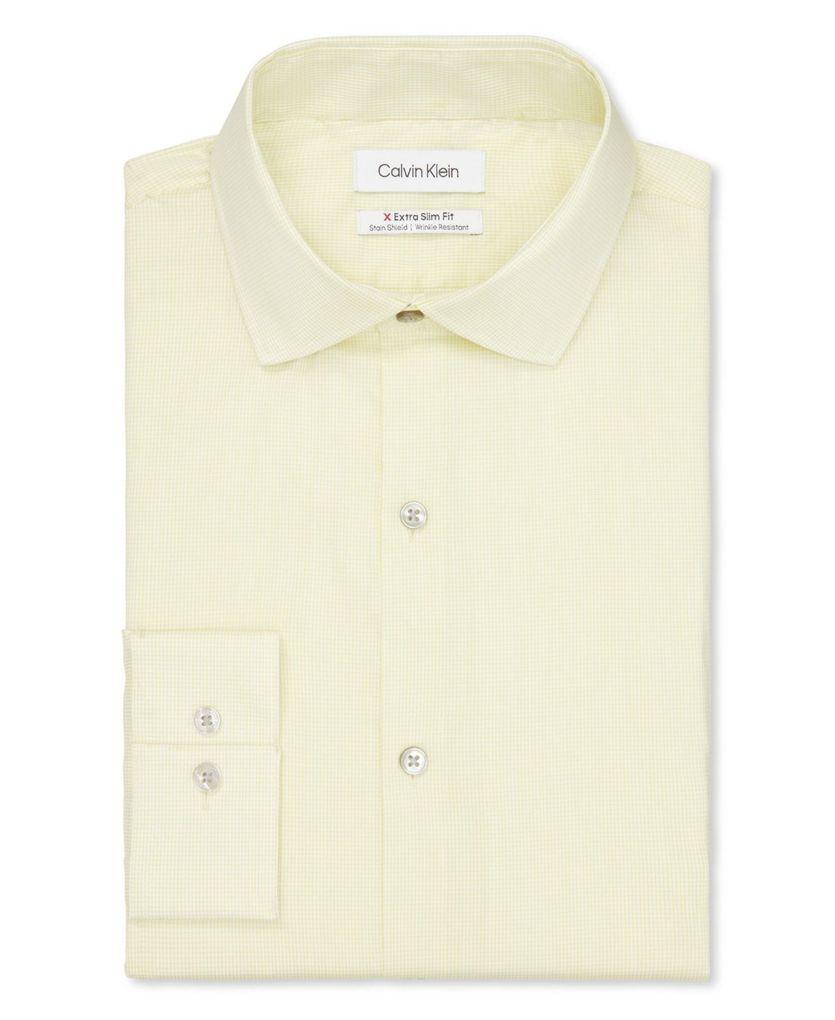 Calvin Klein Men S Extra Slim Fit Stretch Dress Shirt Yellow Size Large