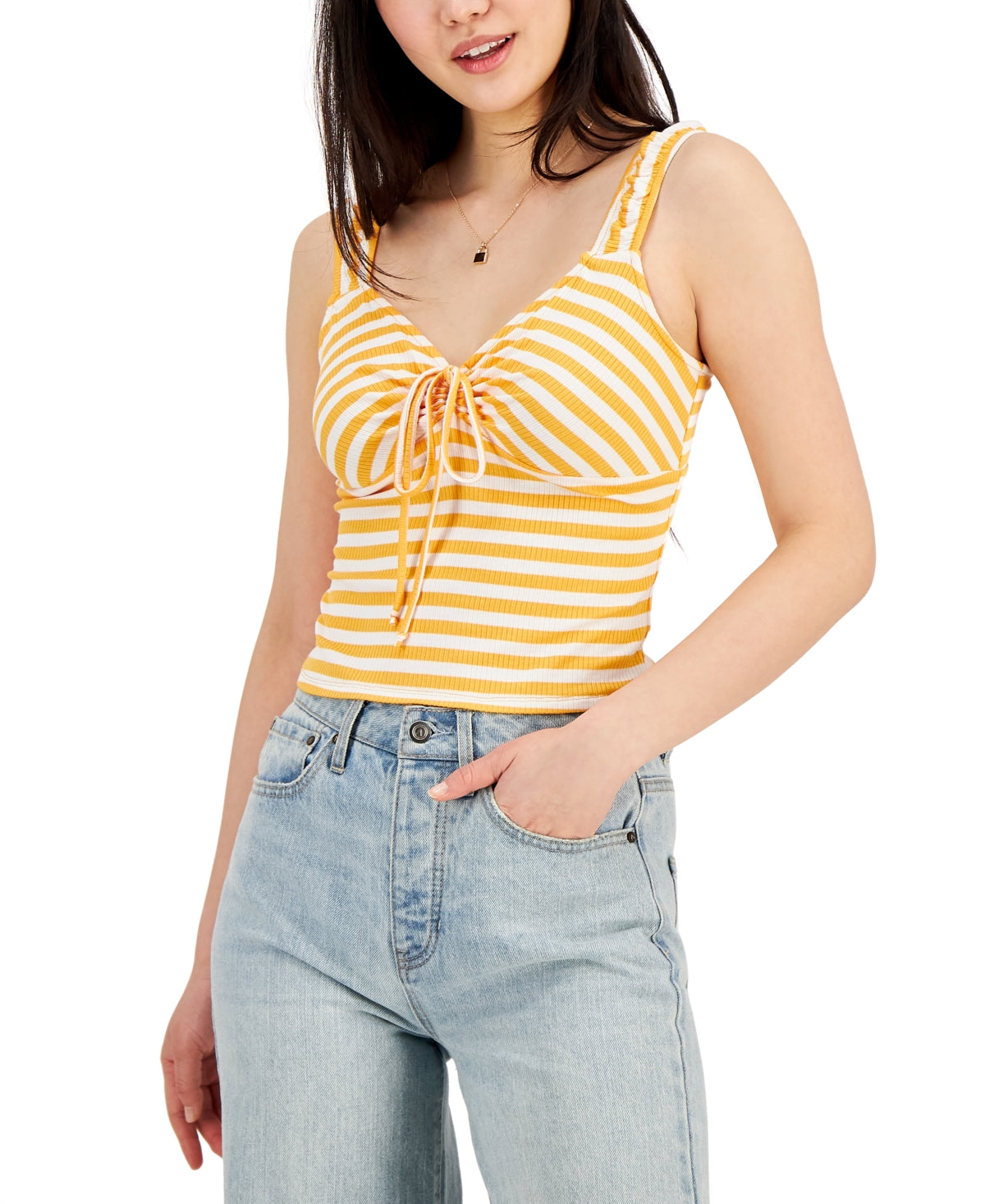 Self Esteem Juniors' Cinch-Front Tank Top - Marigold/egert