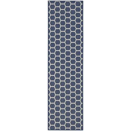 Nourison Twist Reversible 2' x 6' Navy Modern Rug