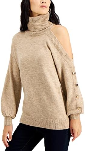 International Concepts Women's Cold-Shoulder Turtleneck Sweater