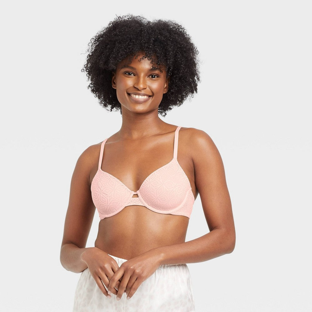 Women's Unlined Molded Lace Bra - Auden™ Pink 38C