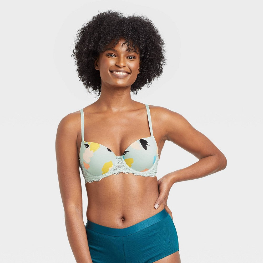Women's Floral Print Daydream Light Lift Lace Demi T-Shirt Bra - Auden™ Root