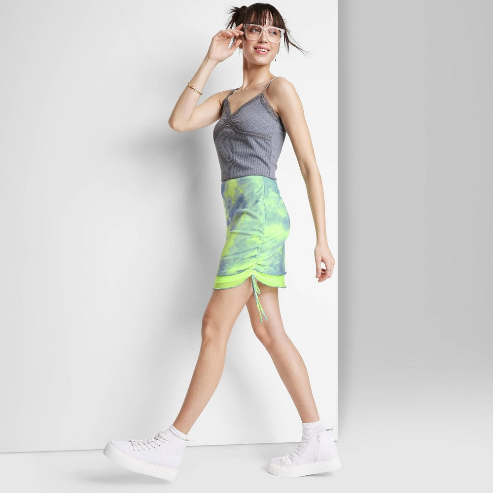 Women's Mesh Side Ruched Mini Skirt - Wild Fable™