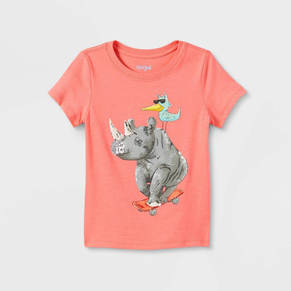 12 M Toddler Boys' Rhino and Bird Skateboard Graphic Short Sleeve T-Shirt - Cat & Jack™