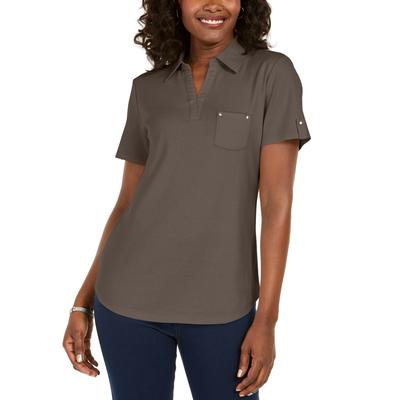 Karen Scott Cotton Polo Shirt, Created for Macy's - Brown Clay