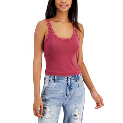Hippie Rose Juniors' Lace-Trim Tank Top