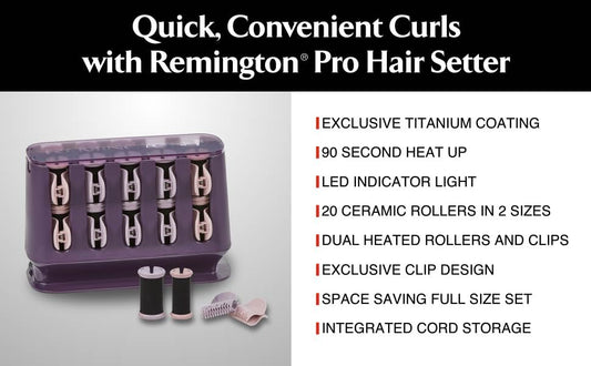 Remington Pro Hair Setter Hot Rollers, Curlers With Thermaluxe Advanced Thermal Technology