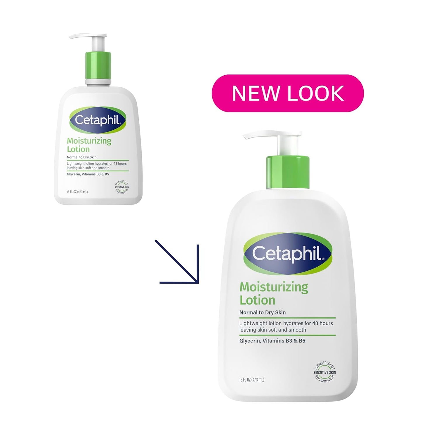 Cetaphil Face & Body Moisturizer, Hydrating Moisturizing Lotion for All Skin Types, Suitable for Sensitive Skin, NEW 16 oz Pack of 2, Fragrance Free, Hypoallergenic, Non-Comedogenic