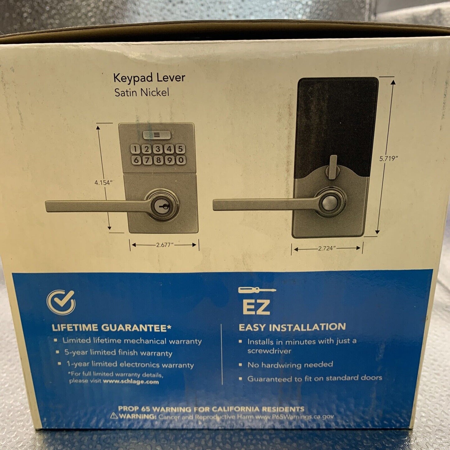 Schlage Keypad Lever Gatlin Trim/J-Series JFE105-GAT Satin Nickel #240b