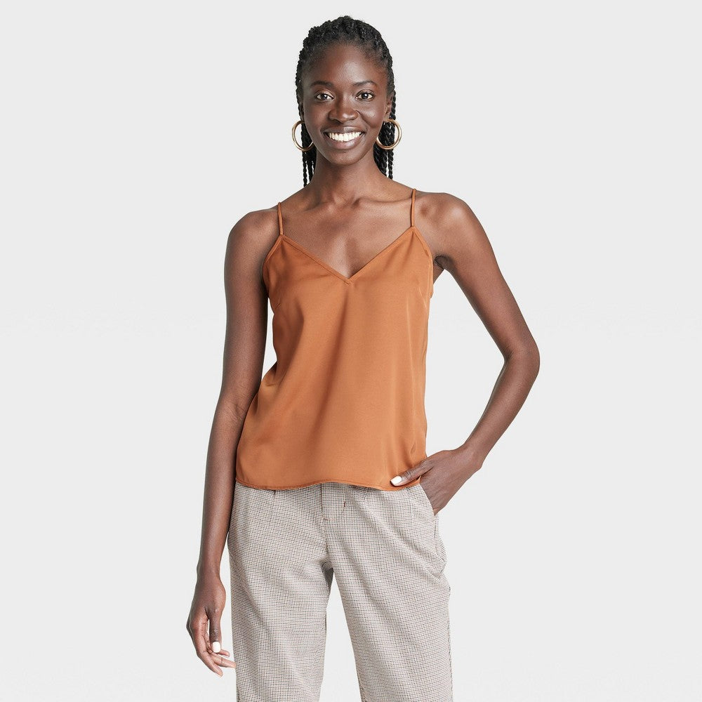 Women's Matte Satin Essential Cami - a New Day™ Brown XS
