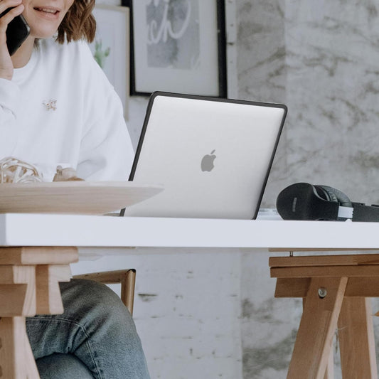 BlueSwan Anti-Cracking Hard Shell Case Compatible with MacBook Pro 13 inch, M2/M1 2025 2022-2017 A2338 A2289 A2251 A2159 A1989 A1706 A1708, Anti-Fingerprint Soft TPU Bumper, Frosted Clear