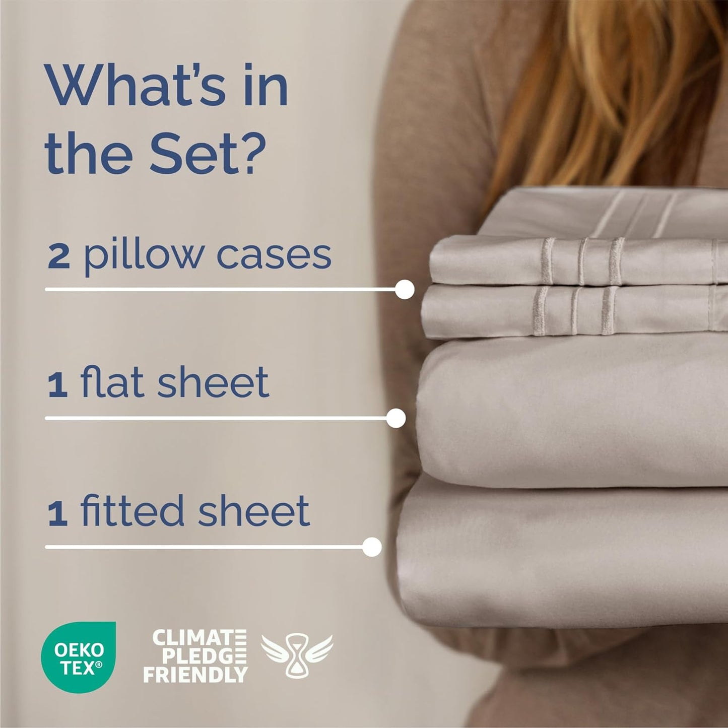 Queen Size 4 Piece Sheet Set - Comfy Breathable & Cooling Bed Sheets Set - Hotel Luxury Bedding for Women, Men, Kids & Teens - Deep Pockets, Easy-Fit, Super Soft & Wrinkle Free - Oeko-Tex - Light Grey