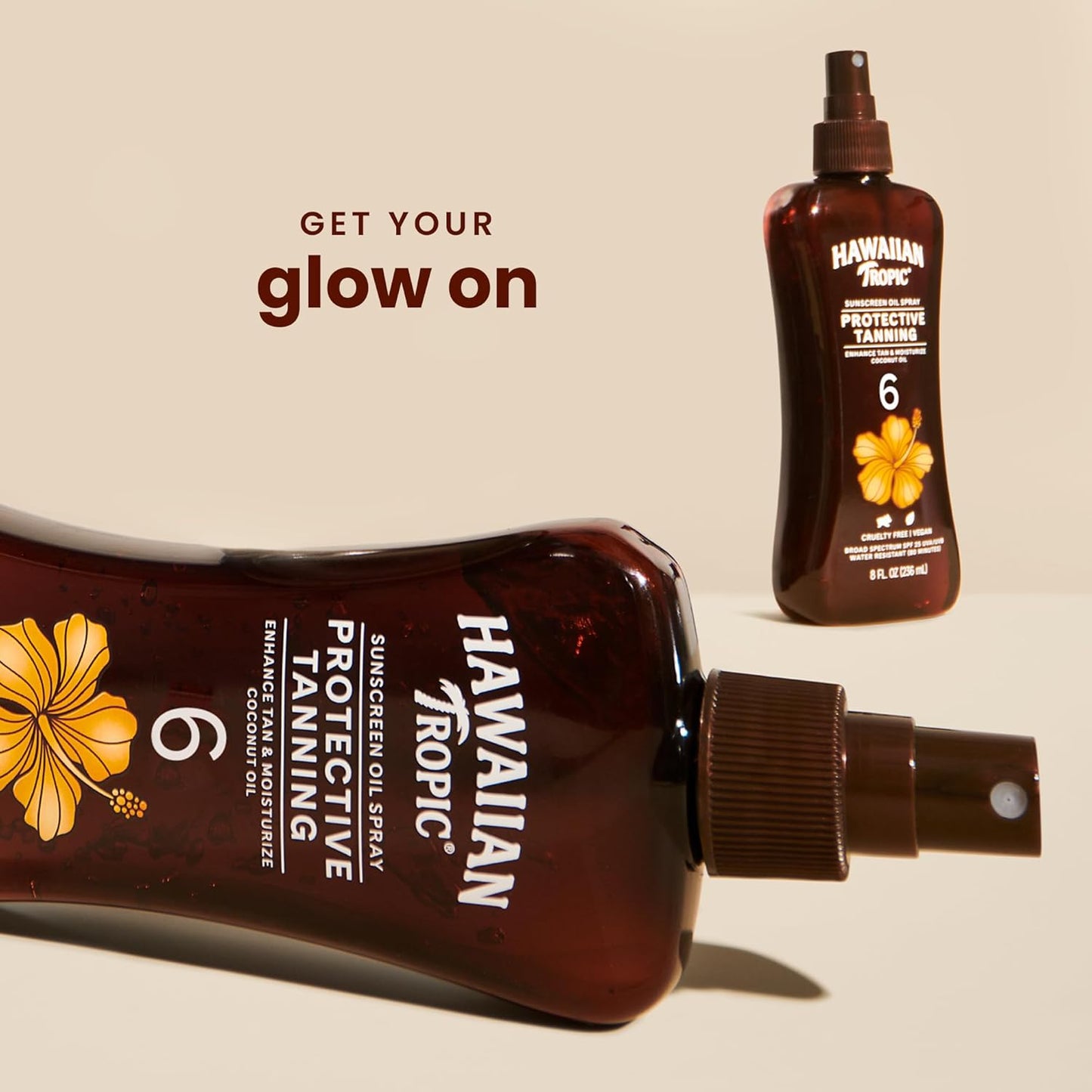 Hawaiian Tropic Island Tanning Oil Spray Sunscreen SPF 6, 8oz | Tanning Sunscreen, Moisturizing Body Oil, Oxybenzone Free, 8oz
