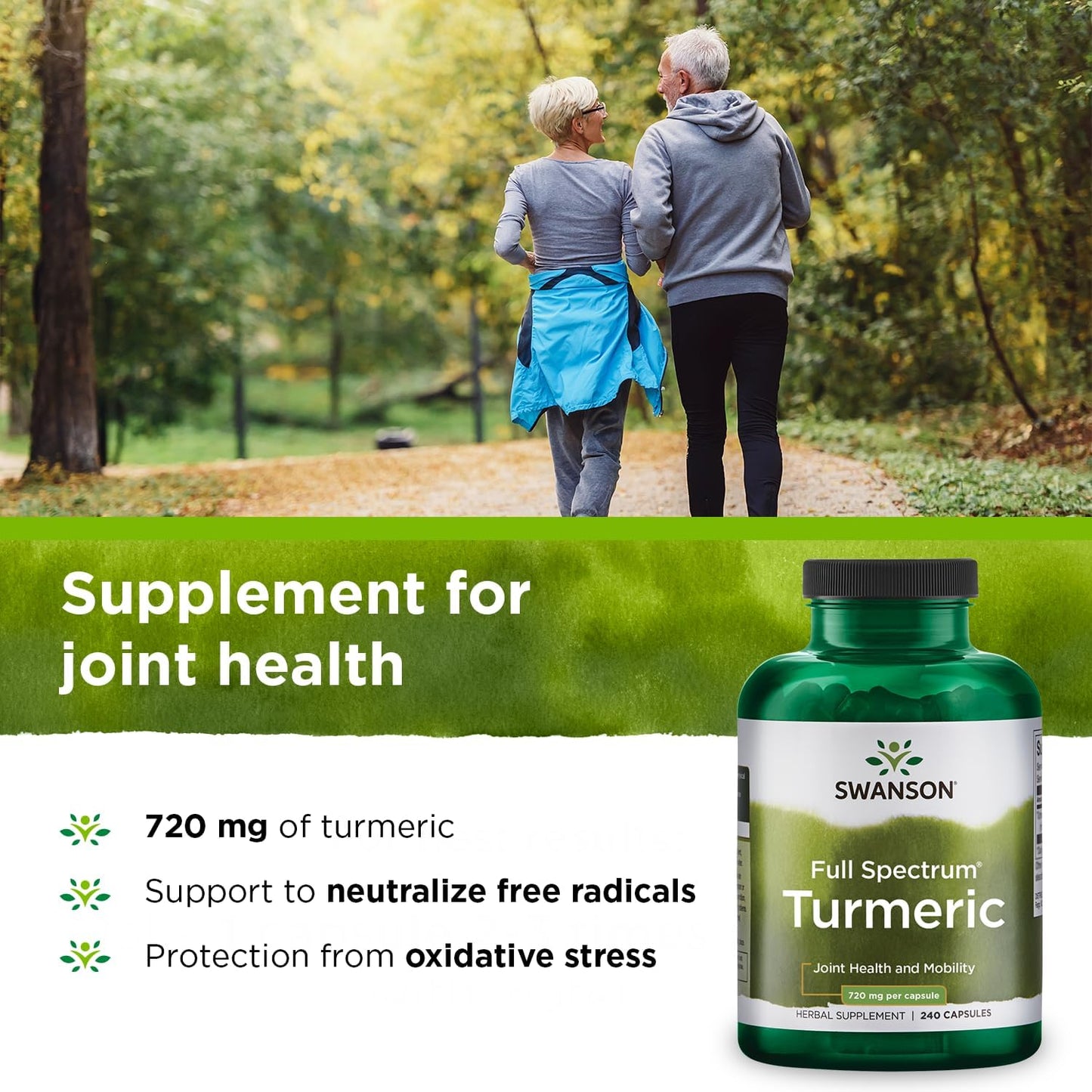 Swanson Turmeric Antioxidant, Joint Health, Cardiovascular, Liver Detox, Mood and Memory Support Supplement Curcuma Longa (Rhizome) 720 mg, 240 Capsules, 120 Servings, 1.44 Grams per Serving