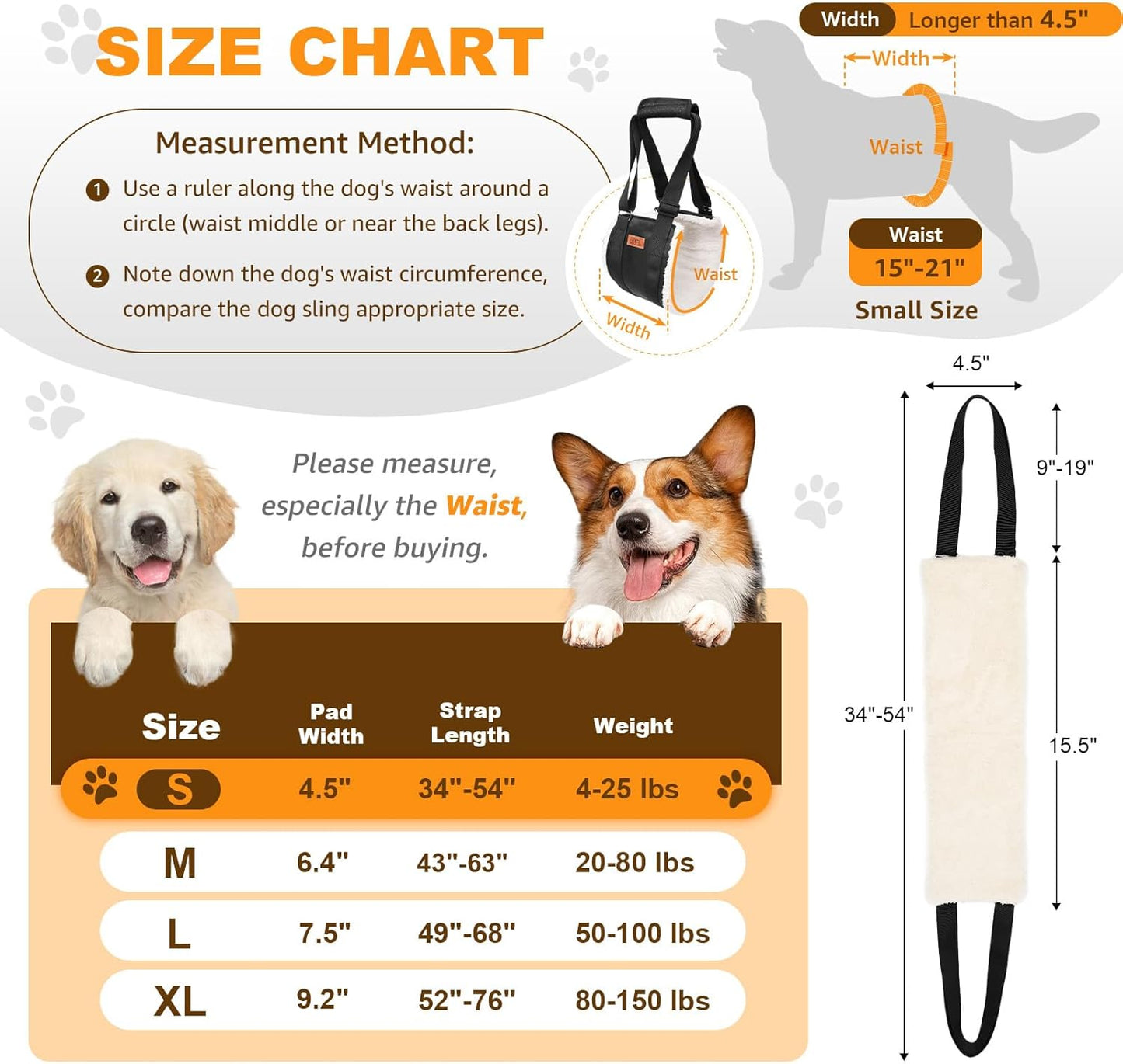 Adjustable Dog Lift Harness, Dog Sling for Large Dogs Lift Support and Rehab Harness for Weak Rear Legs, Soft Hind Leg Support Helps Senior, Injured, Disabled and After ACL Surgery Dogs(Black,Small)