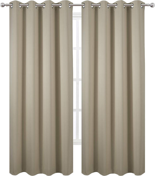 LEMOMO Blackout Curtains 52 x 84 Inch/Beige Curtains Set of 2 Panels/Room Darkening Curtains for Bedroom and Living Room