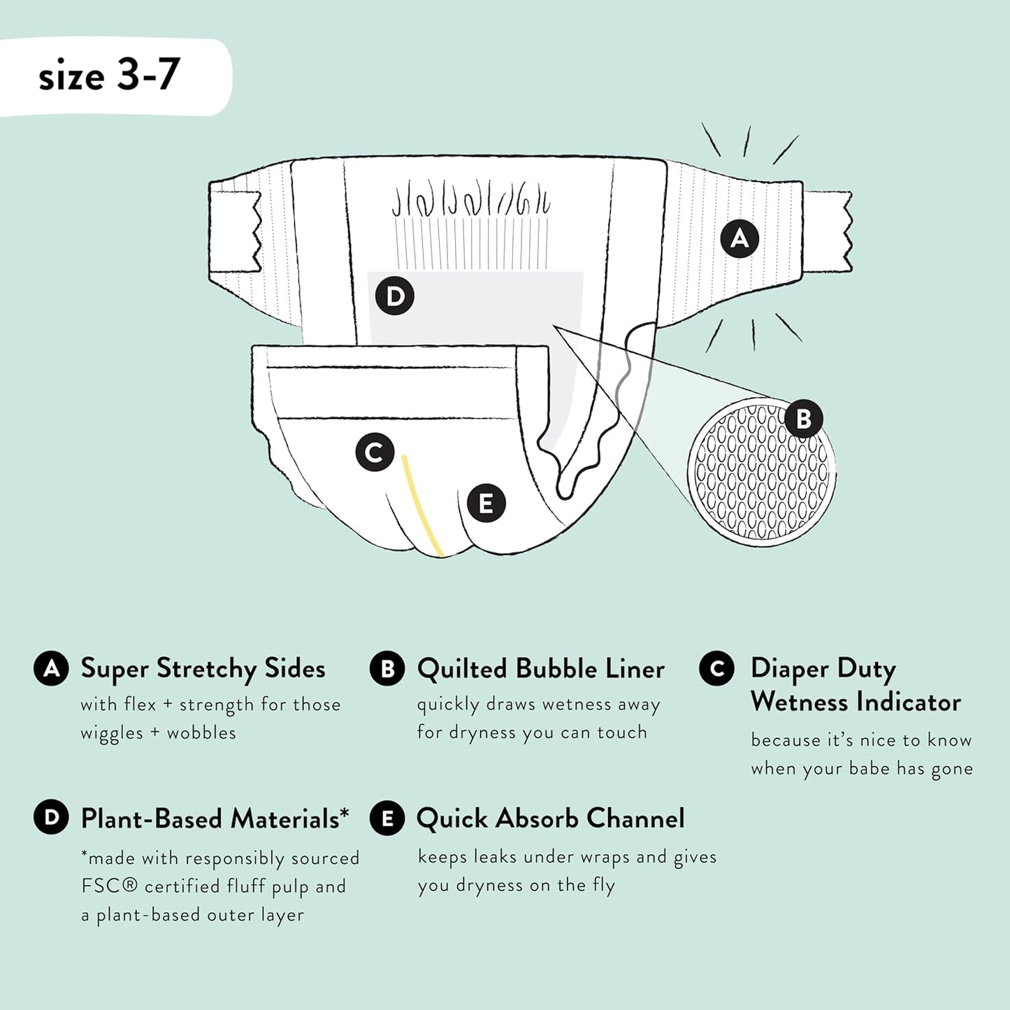 The Honest Company Clean Conscious Diapers | Plant-Based, Sustainable | So Delish + All The Letters | Super Club Box, Size 5 (27+ lbs), 84 Count