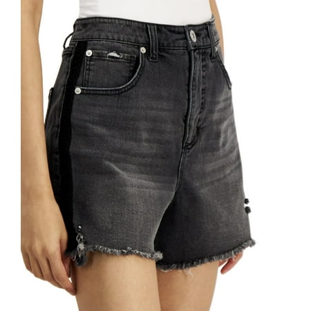 INC International Concepts Womens Crochet Trim Raw Hem Denim Shorts Washed Black 0
