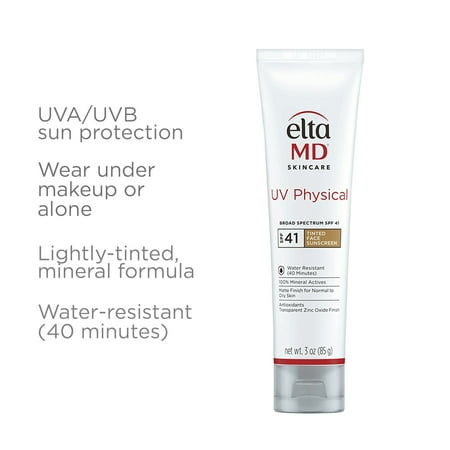 EltaMD UV Physical Broad Spectrum SPF 41 Lightly Tinted Facial Sunscreen 3 oz (85g)