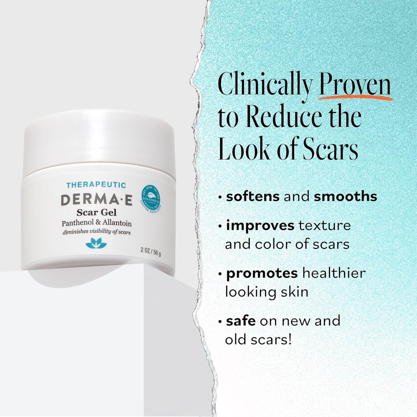 Derma E Scar Gel – Scar Treatment for Face – Hydrating Gel for Acne Scars, Burns & Stretch Marks with Panthenol & Allantoin, 2 oz