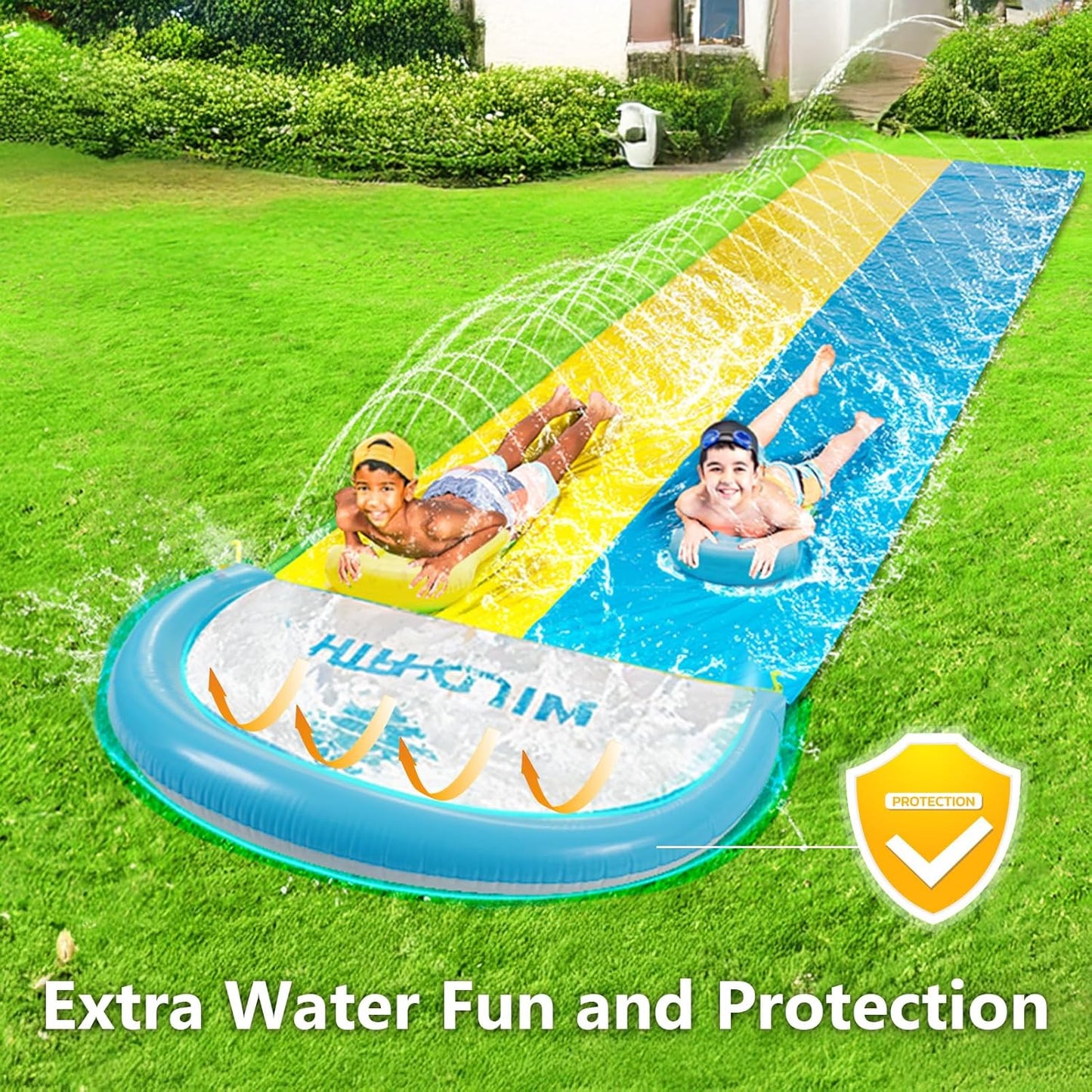 32.5FT Slip and Slide for Kids and Adult, Inflatable Water Slide for Backyard Outdoor with Sprinkler, Blow up Watersilde Summer Toy
