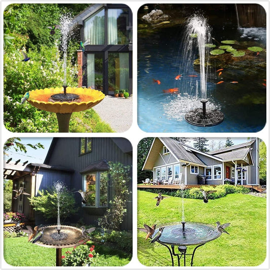 AISITIN 2.5W Solar Fountain Pump 2025, 6.7" Solar Fountain Pump for Bird Bath with 6 Nozzles, Solar Powered Water Fountain Pump for Garden, Ponds, Pool, Fish Tank, Aquarium and Outdoor