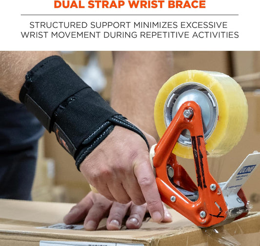 Ergodyne ProFlex 4010 Double-Strap Left Wrist Support, Black, Medium