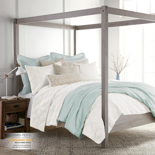 Levtex Home - 100% Linen Front/100% Cotton Back - Twin Quilt - Washed Linen - Cream - Quilt Size (68 x 86 in.)