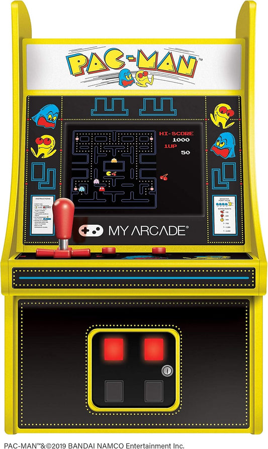 My Arcade DGUNL-3220 Micro Player Mini Arcade Machine Pac-Man Video Game, Fully Playable,6.75 Inch Collectible,Color Display, Speaker,Volume Buttons, Headphone Jack,Battery or Micro USB Powered, Black