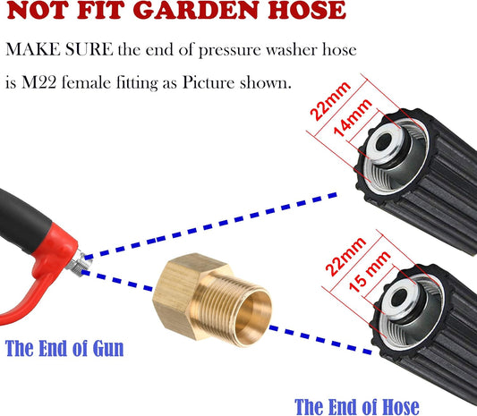 Tool Daily Deluxe Pressure Washer Gun, with Replacement Wand Extension, 5 Nozzle Tips, M22 Fitting, 40 Inch, 5000 PSI