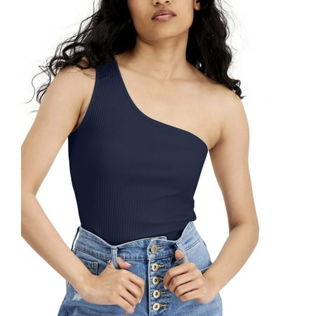 INC International Concepts Women's One-Shoulder Tank Top Indigo Sea Size XL