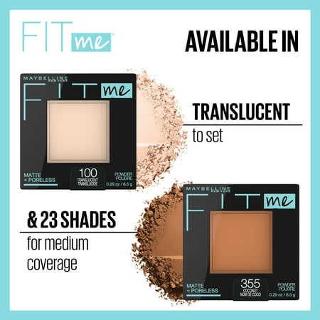 Maybelline Fit Me Matte Poreless Pressed Face Powder Makeup, Natural Beige, 0.29 oz