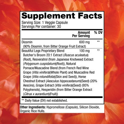 Reserveage Beautiful Legs - Skin Care Supplement for Smooth, Healthy Veins, Helps Reduce Spider Veins, Vegan, 30 capsules (30 servings)
