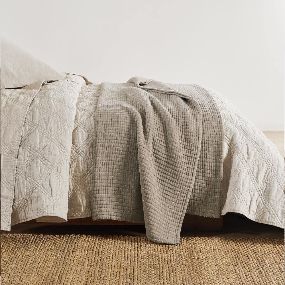 Caden Taupe Cotton Gauze King Coverlet Blanket