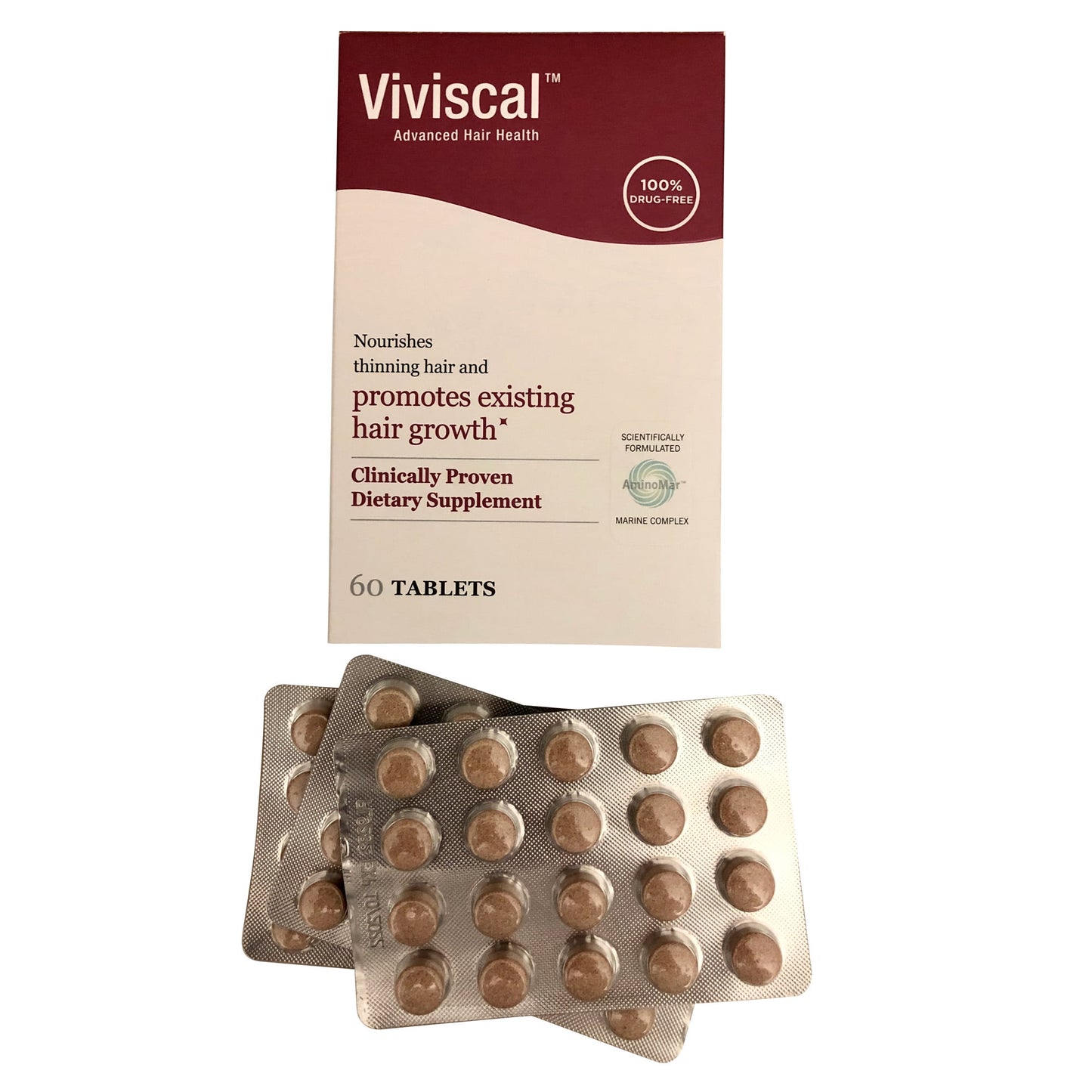 Viviscal Hair Growth Supplements for Women to Grow Thicker, Fuller Hair, Clinically Proven with Proprietary Collagen Complex, 60 Count (Pack of 1), 1 Month Supply