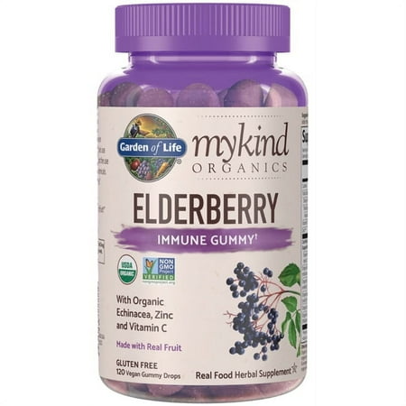 MyKind Organics, Elderberry, Immune Gummy, 120 Vegan Gummy Drops, Garden of Life