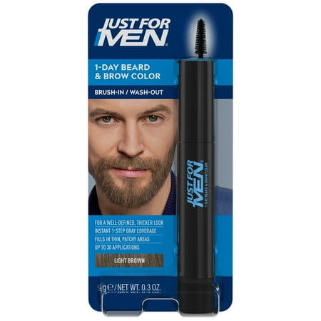 Just For Men 1-Day Beard & Brow Color Brush-In/Wash-Out, Light Brown