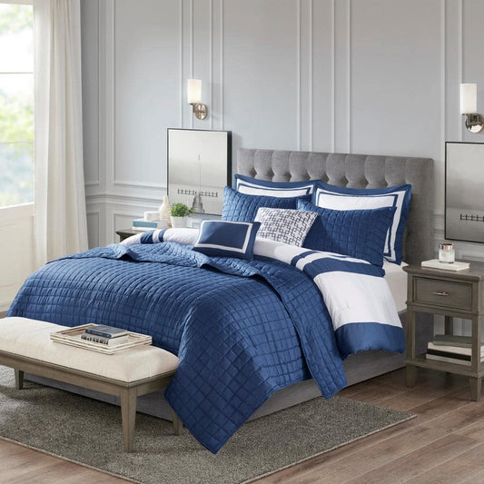Lexington 8-Piece Navy Microfiber King/Cal King Comforter Set