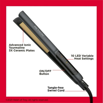 Revlon 1" Ceramic Flat Iron Hair Straightener, Black