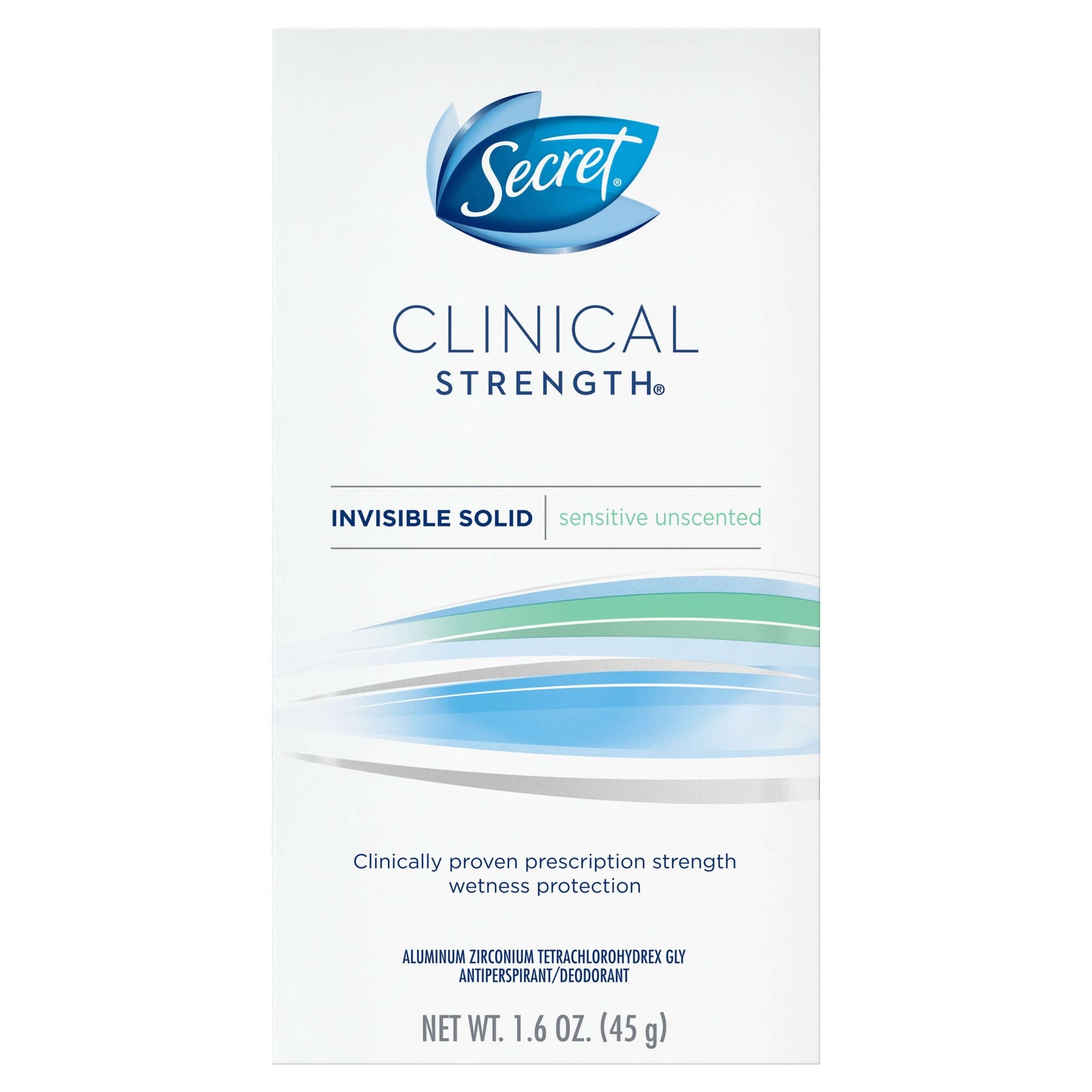 Secret, Clinical 72 HR Invisible Solid Deodorant, Free & Sensitive , 1.6 Oz (45 G)