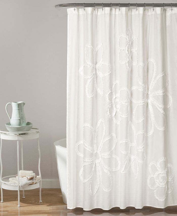 Lush Décor Ruffle Flower Shower Curtain, 72" x 72" - White - Shower Curtain