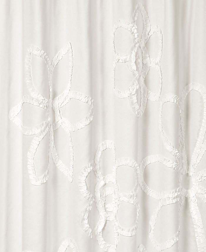 Lush Décor Ruffle Flower Shower Curtain, 72" x 72" - White - Shower Curtain